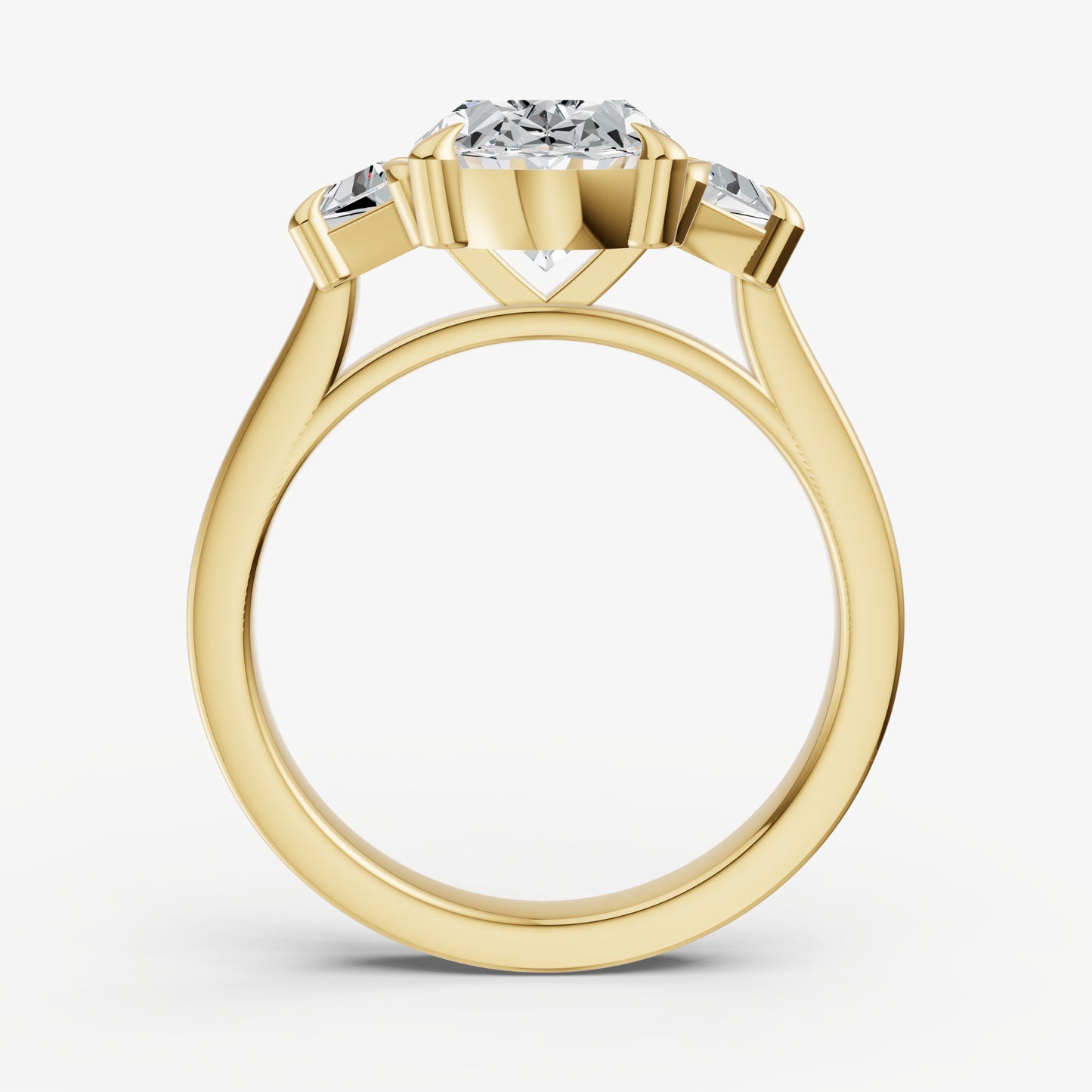 Oval Trilogy Engagement Ring Set with Trapezoid Side Diamonds