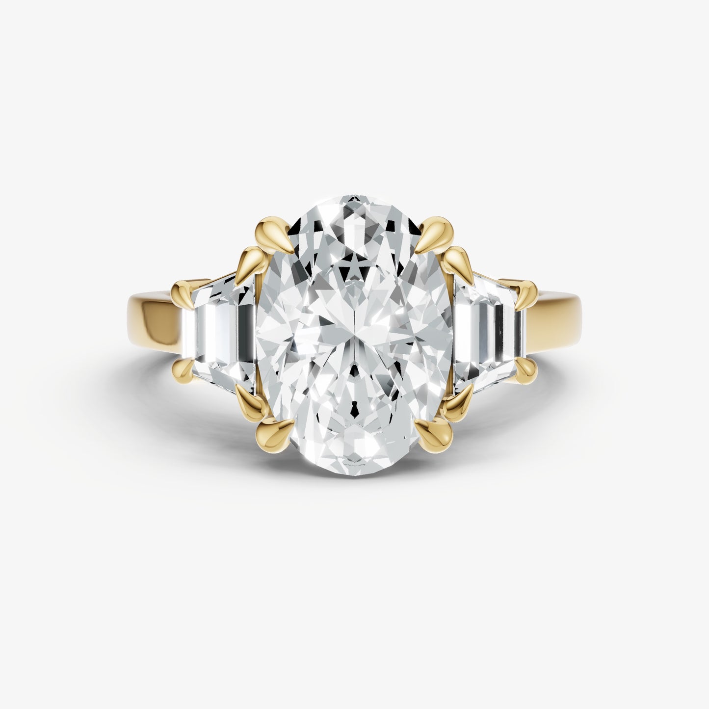 Oval Trilogy Engagement Ring Set with Trapezoid Side Diamonds
