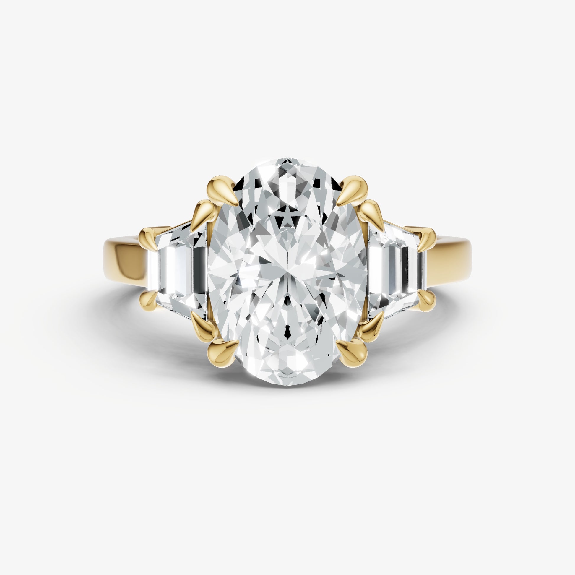 Oval Trilogy Engagement Ring Set with Trapezoid Side Diamonds