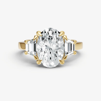 Oval Trilogy Engagement Ring Set with Trapezoid Side Diamonds