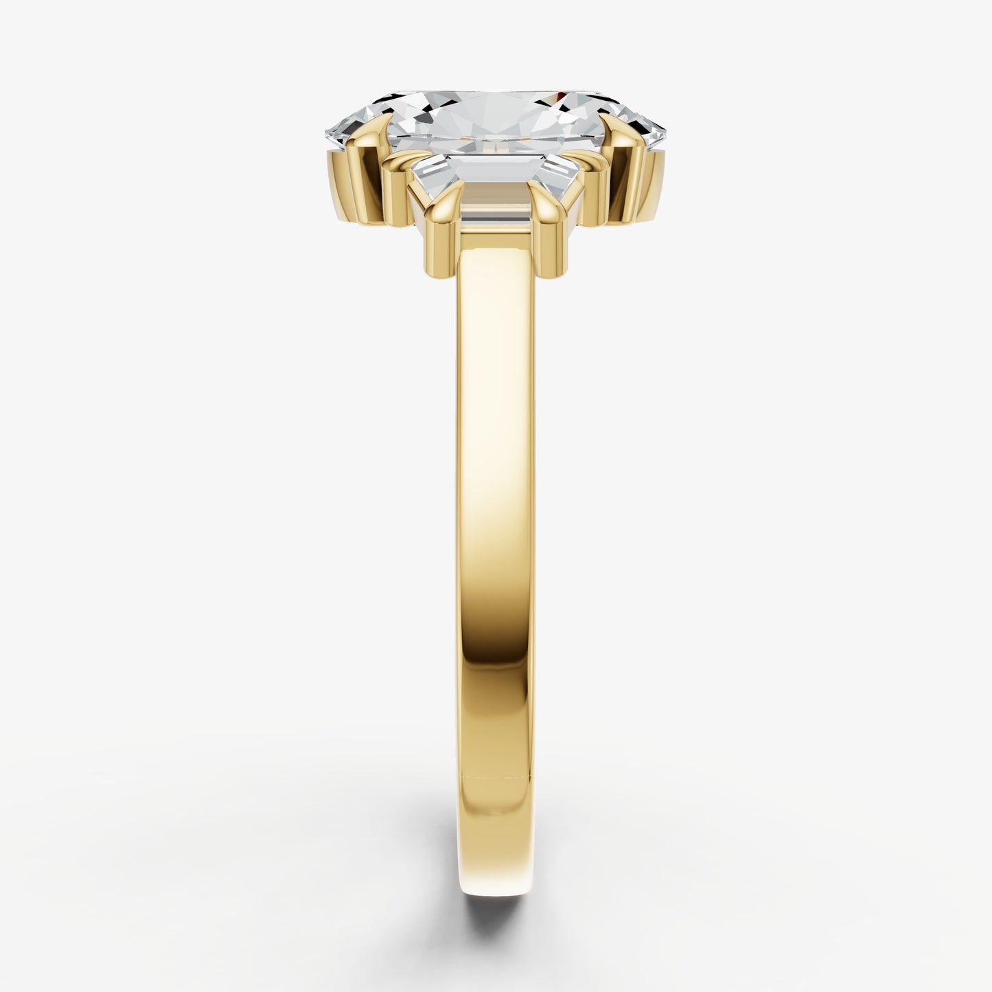 Oval Trilogy Engagement Ring Set with Trapezoid Side Diamonds