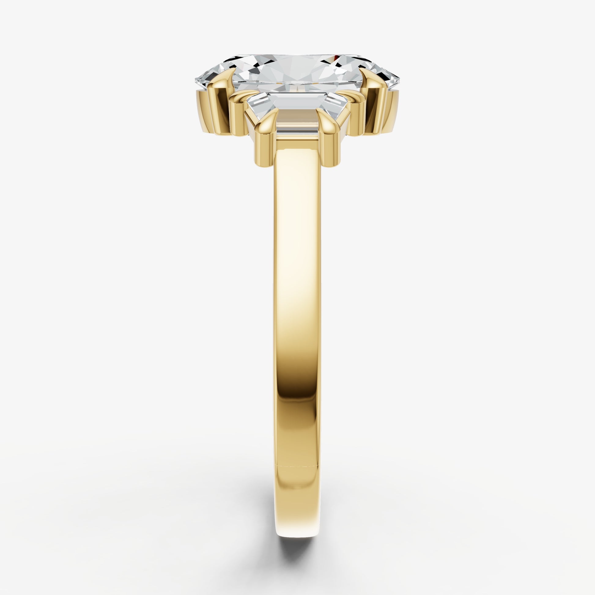 Oval Trilogy Engagement Ring Set with Trapezoid Side Diamonds