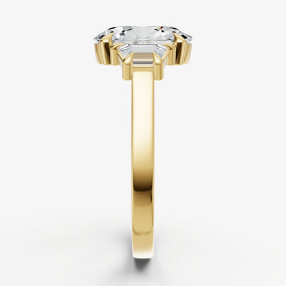 Oval Trilogy Engagement Ring Set with Trapezoid Side Diamonds