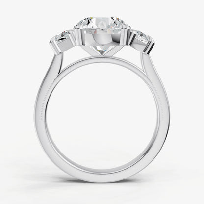 Round Trilogy Engagement Ring Set with Trapezoid Side Diamonds