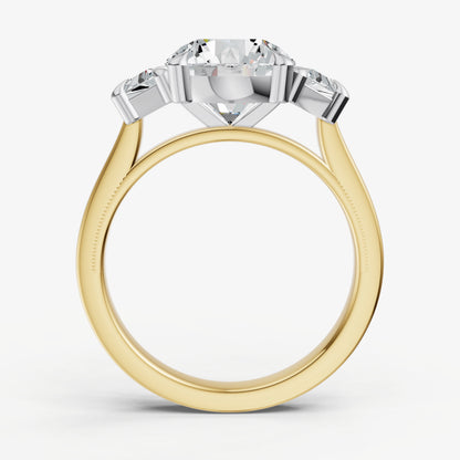 Round Trilogy Engagement Ring Set with Trapezoid Side Diamonds