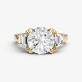 Round Trilogy Engagement Ring Set with Trapezoid Side Diamonds