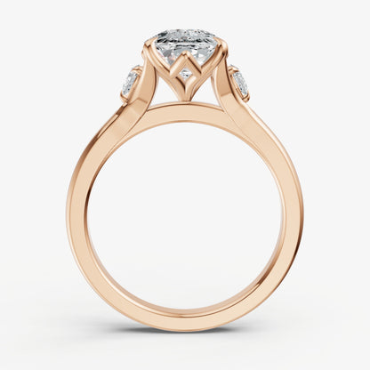 Old Miner Old Mine Cut Vintage Ring with Pear Side Diamonds