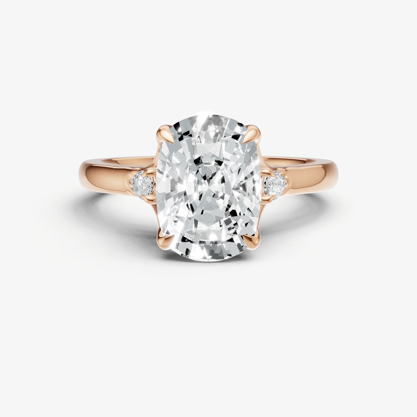 Old Miner Old Mine Cut Vintage Ring with Pear Side Diamonds