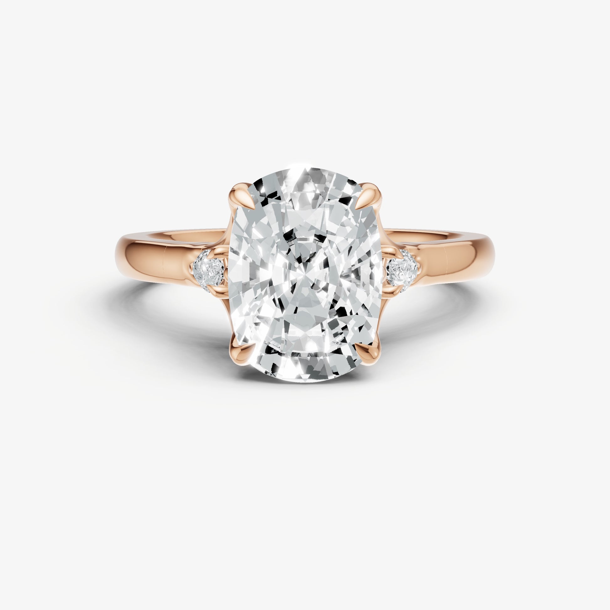 Old Miner Old Mine Cut Vintage Ring with Pear Side Diamonds
