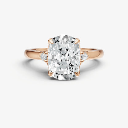 Old Miner Old Mine Cut Vintage Ring with Pear Side Diamonds