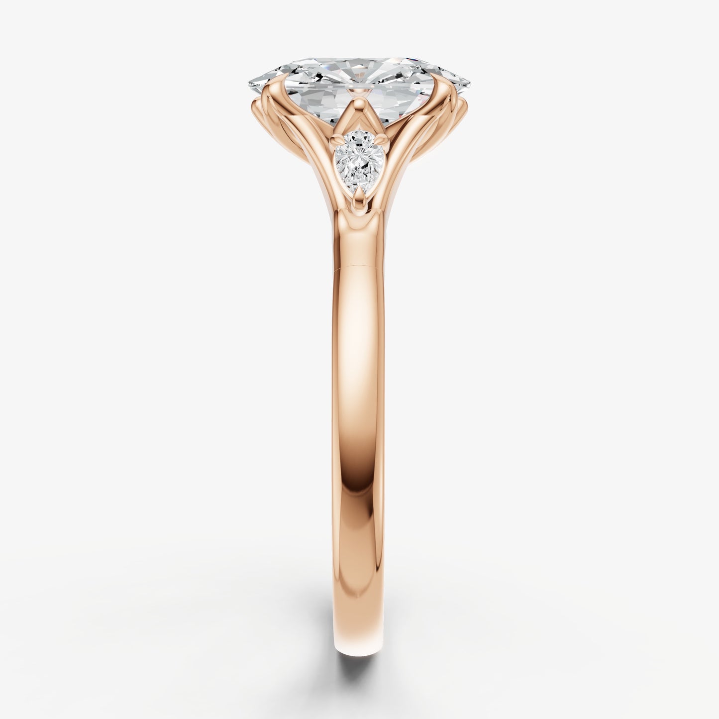 Old Miner Old Mine Cut Vintage Ring with Pear Side Diamonds