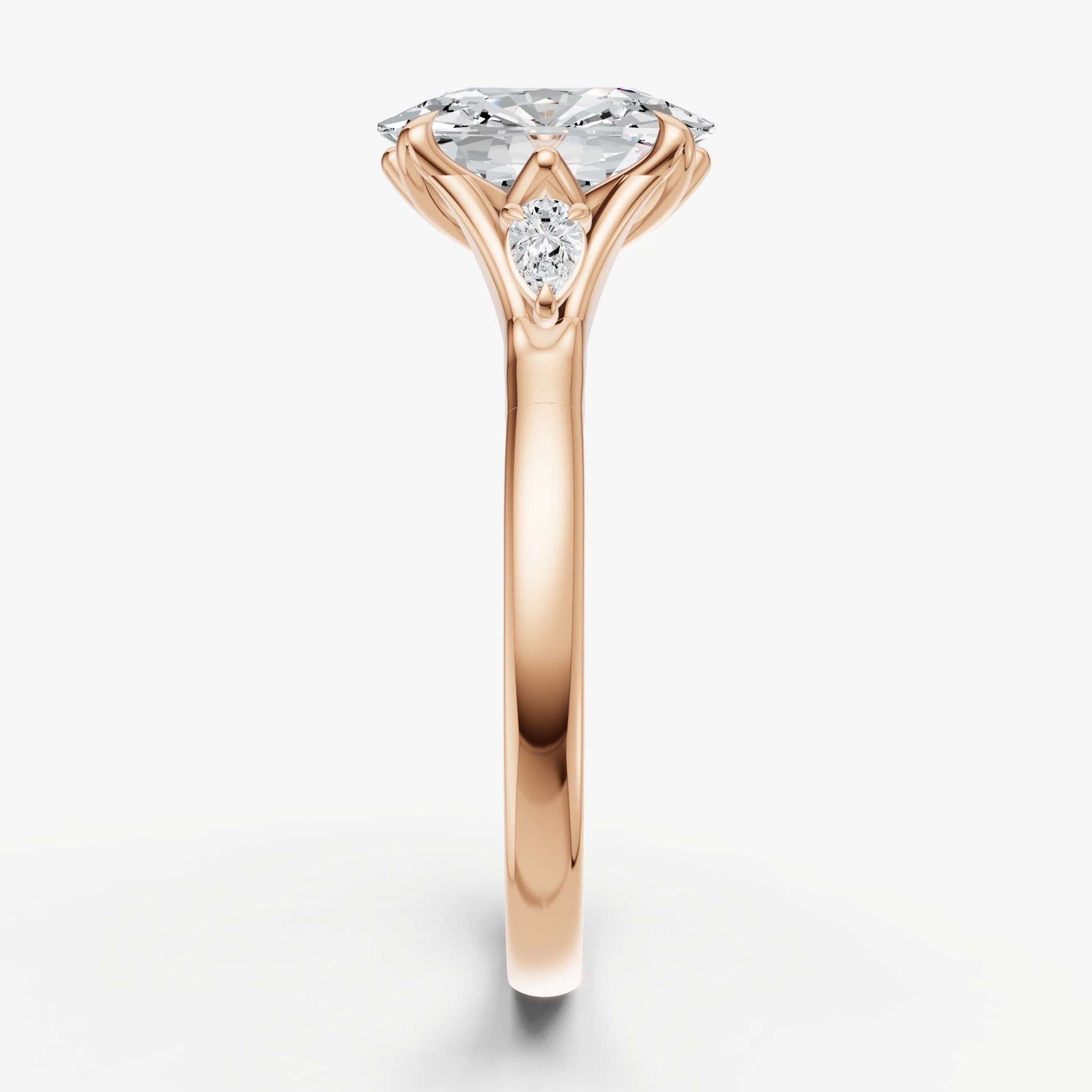 Old Miner Old Mine Cut Vintage Ring with Pear Side Diamonds