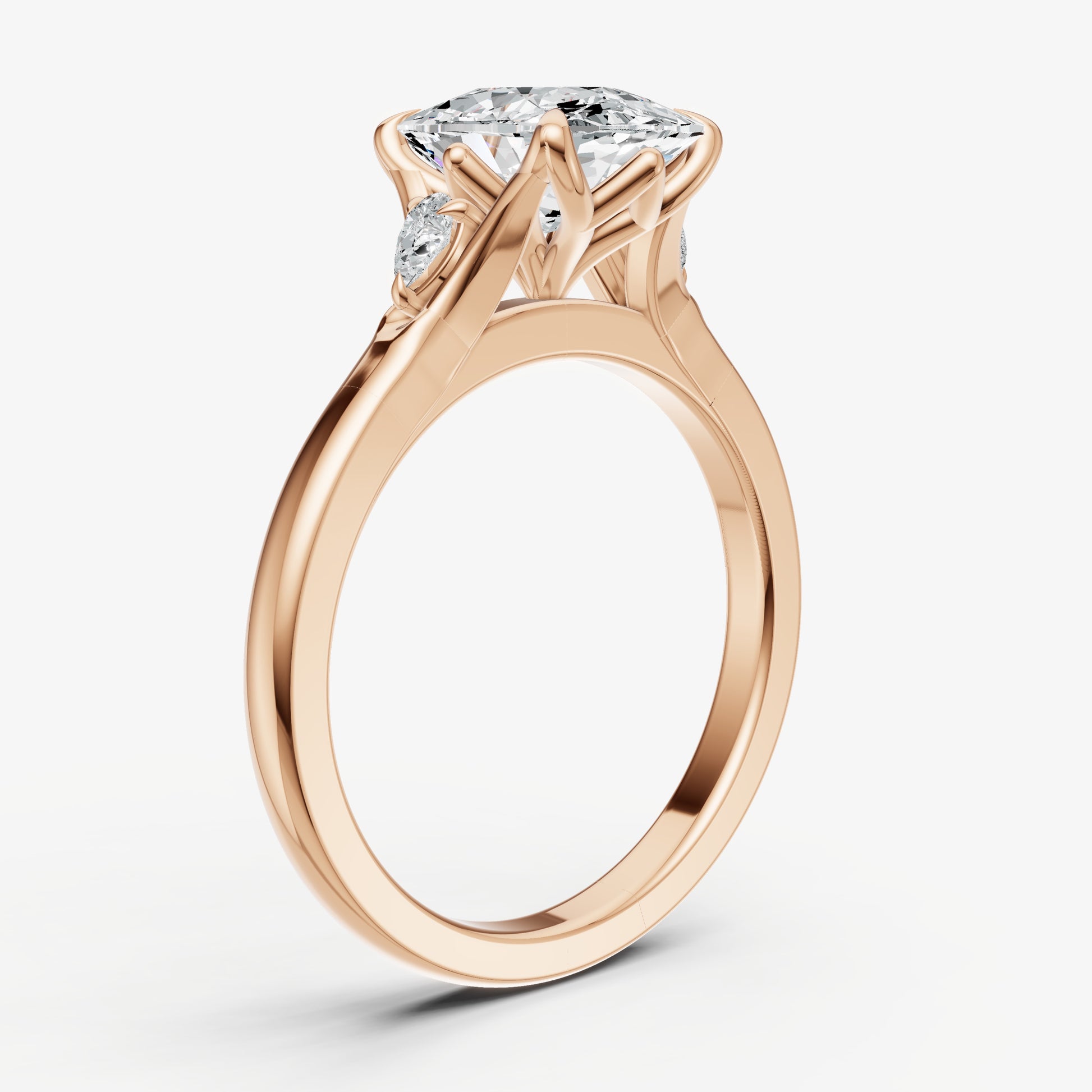 Old Miner Old Mine Cut Vintage Ring with Pear Side Diamonds