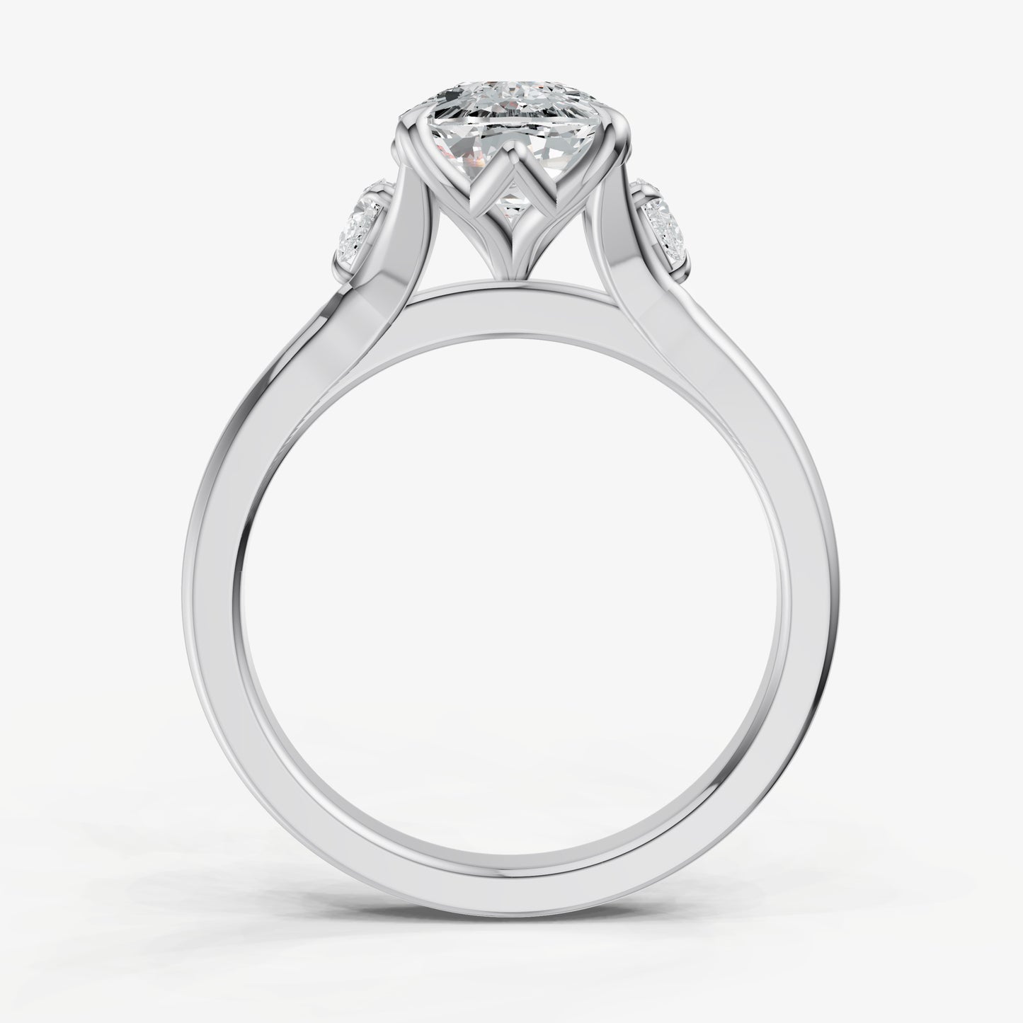 Old Miner Old Mine Cut Vintage Ring with Pear Side Diamonds