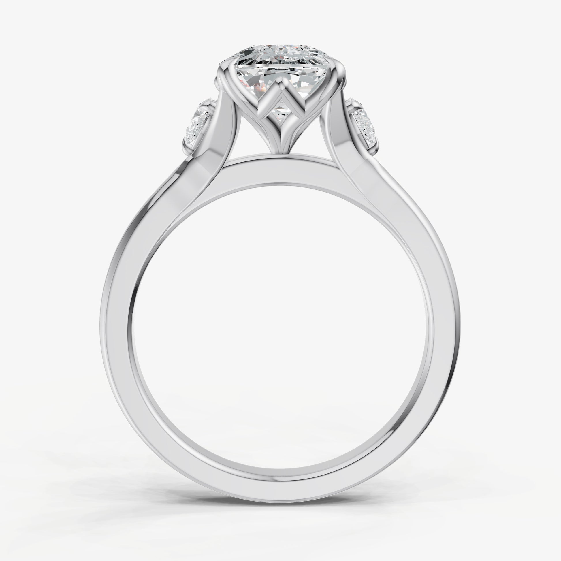 Old Miner Old Mine Cut Vintage Ring with Pear Side Diamonds