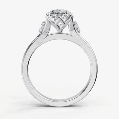Old Miner Old Mine Cut Vintage Ring with Pear Side Diamonds