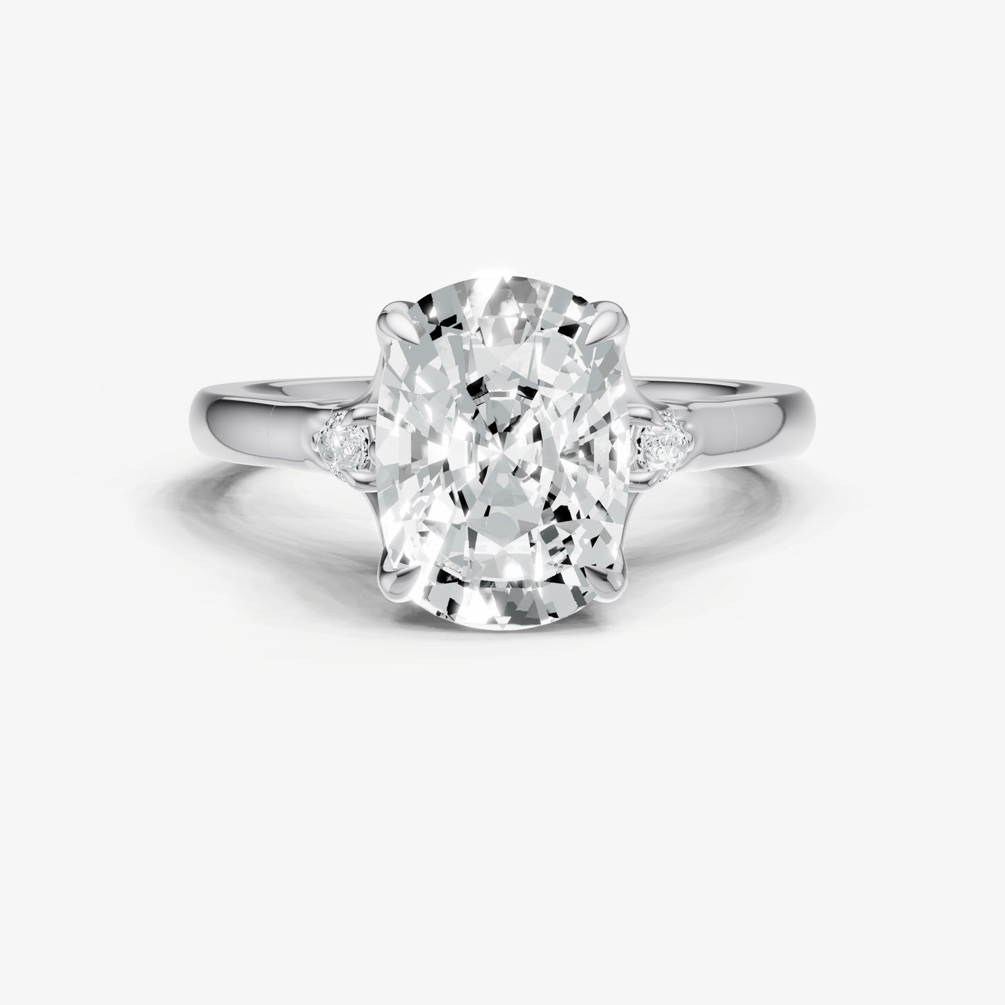 Old Miner Old Mine Cut Vintage Ring with Pear Side Diamonds