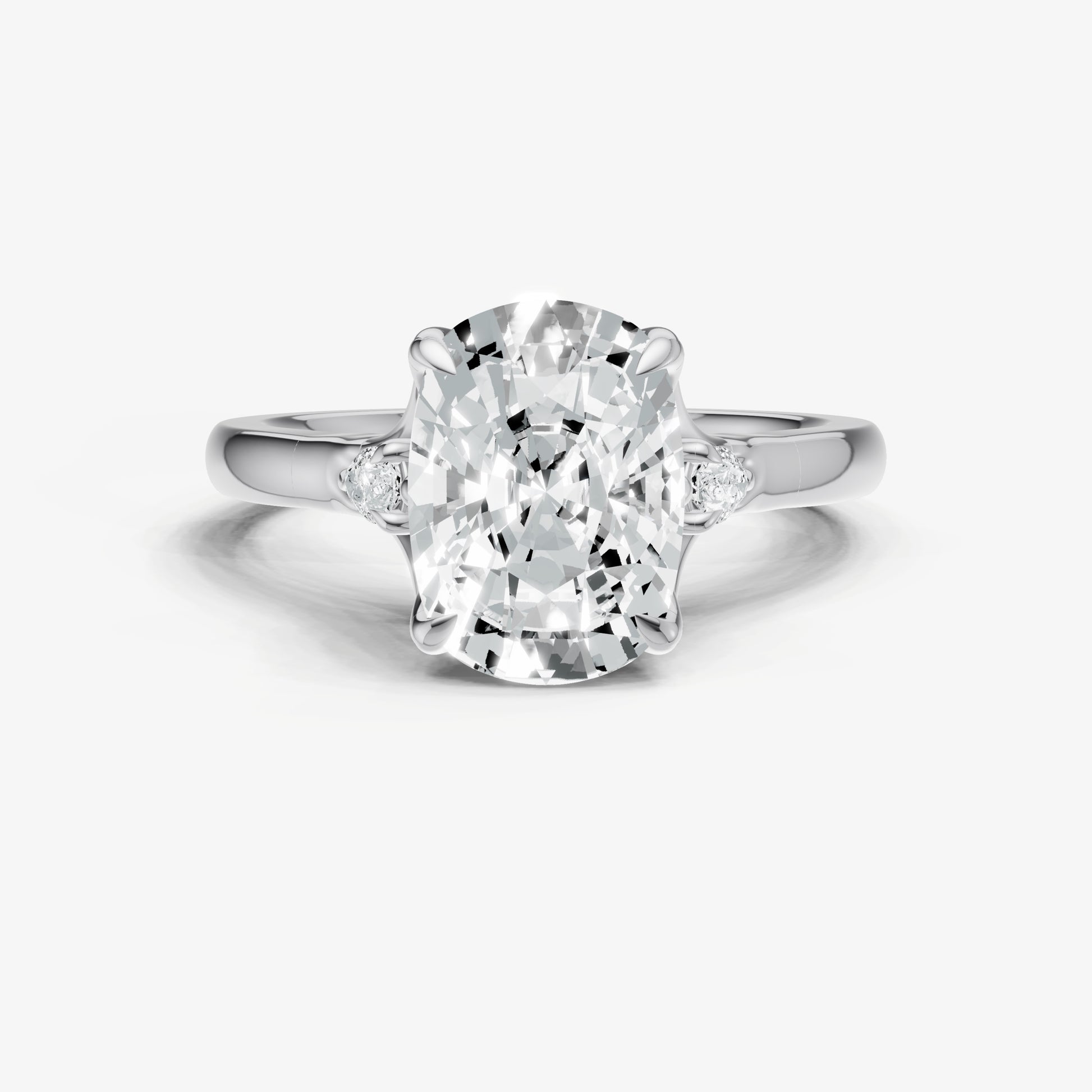 Old Miner Old Mine Cut Vintage Ring with Pear Side Diamonds