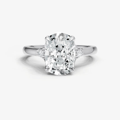 Old Miner Old Mine Cut Vintage Ring with Pear Side Diamonds