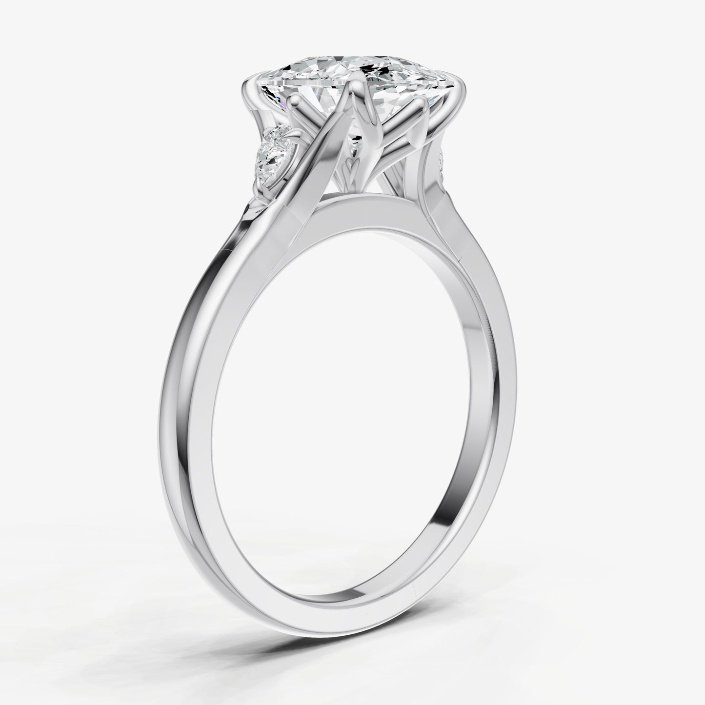 Old Miner Old Mine Cut Vintage Ring with Pear Side Diamonds
