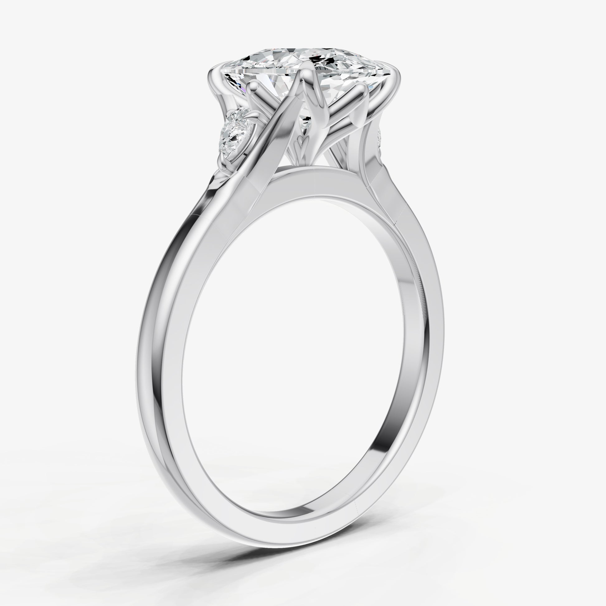 Old Miner Old Mine Cut Vintage Ring with Pear Side Diamonds