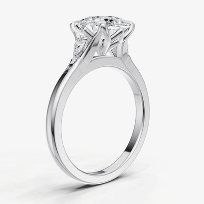 Old Miner Old Mine Cut Vintage Ring with Pear Side Diamonds