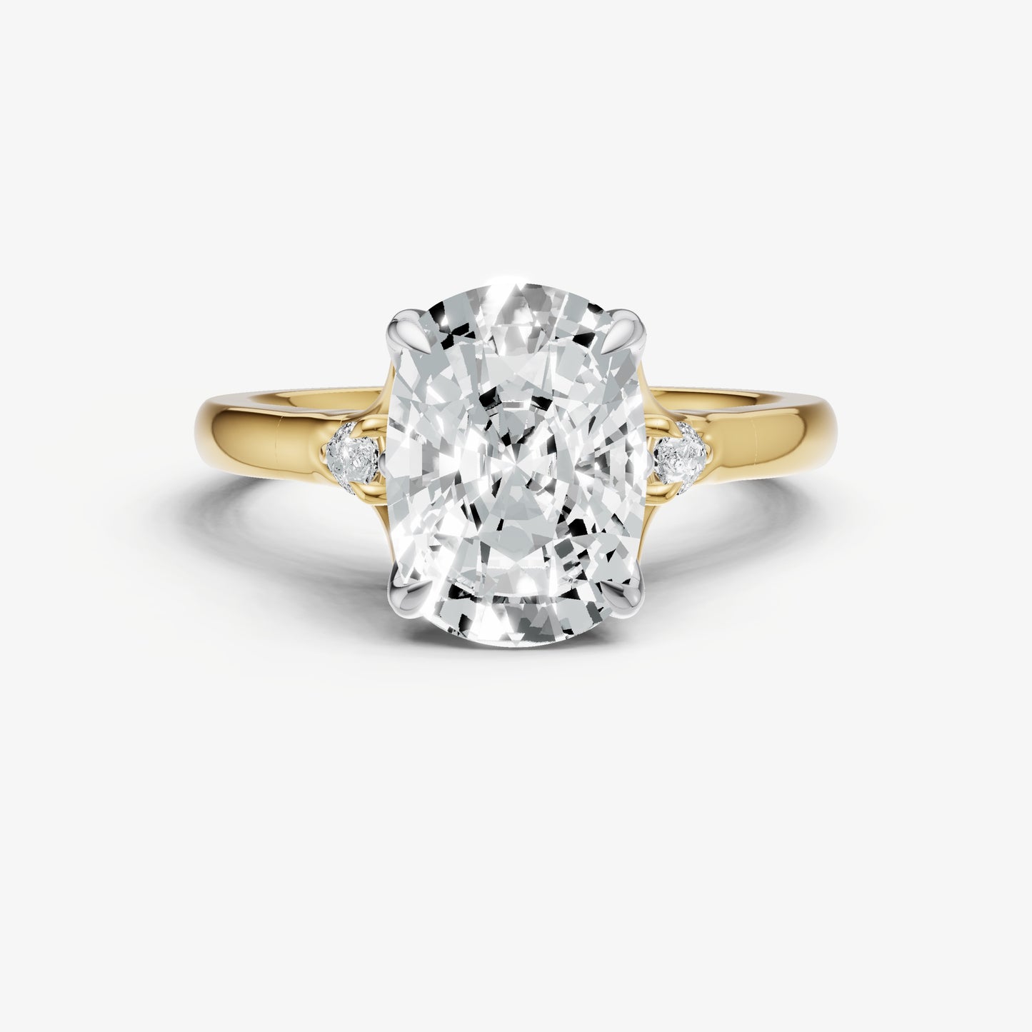 Old Miner Old Mine Cut Vintage Ring with Pear Side Diamonds