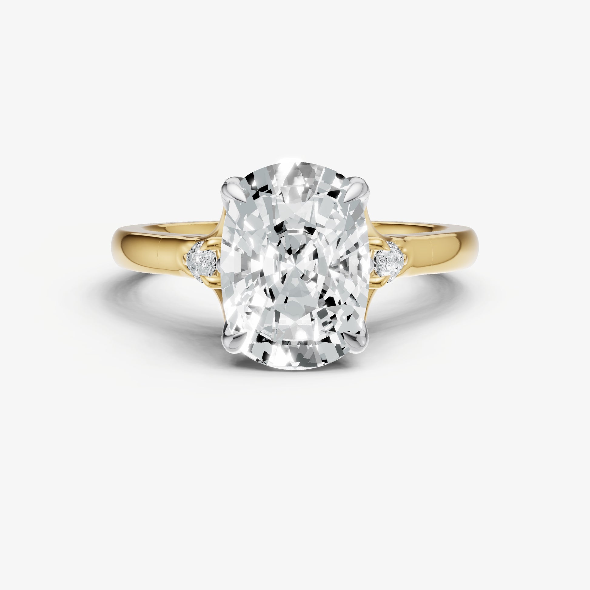 Old Miner Old Mine Cut Vintage Ring with Pear Side Diamonds