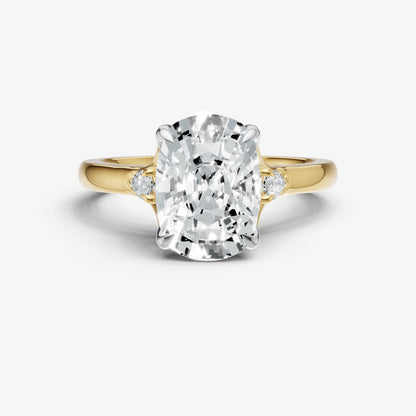 Old Miner Old Mine Cut Vintage Ring with Pear Side Diamonds