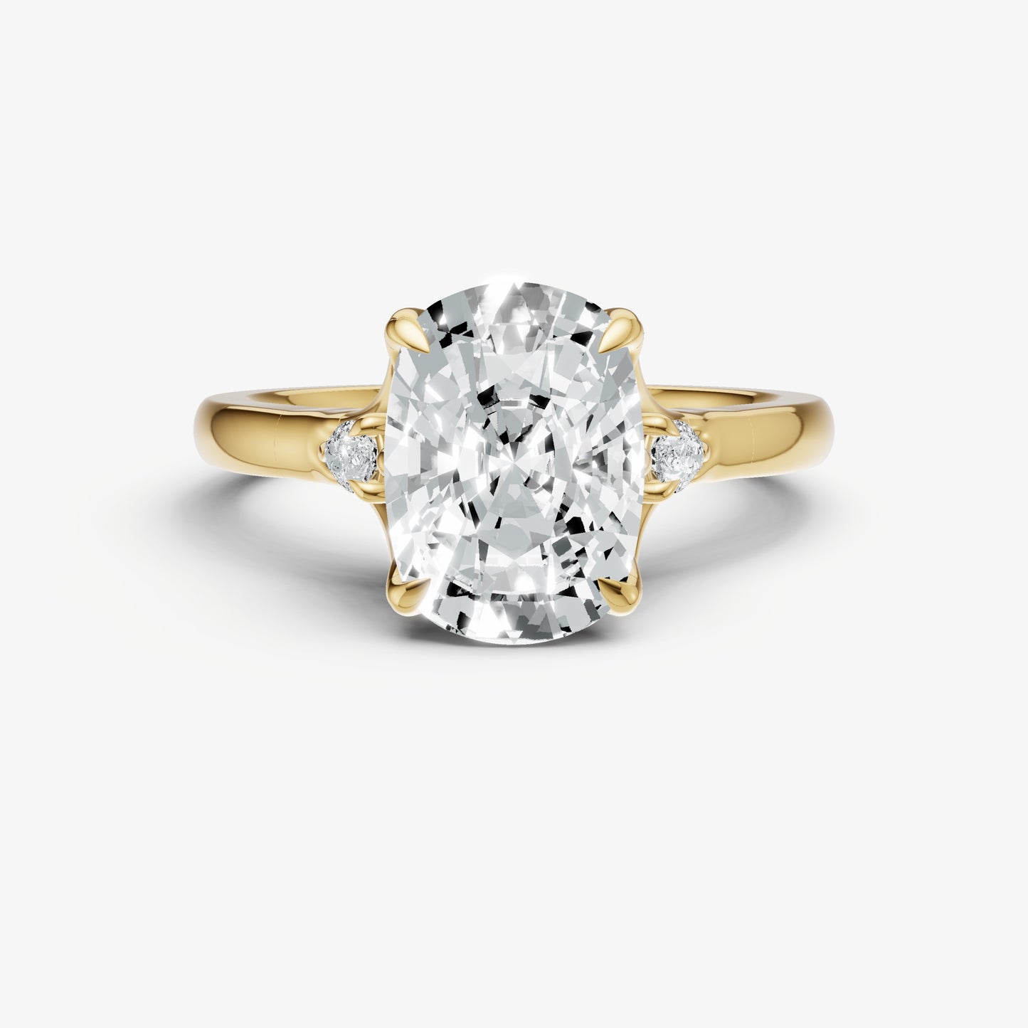 Old Miner Old Mine Cut Vintage Ring with Pear Side Diamonds