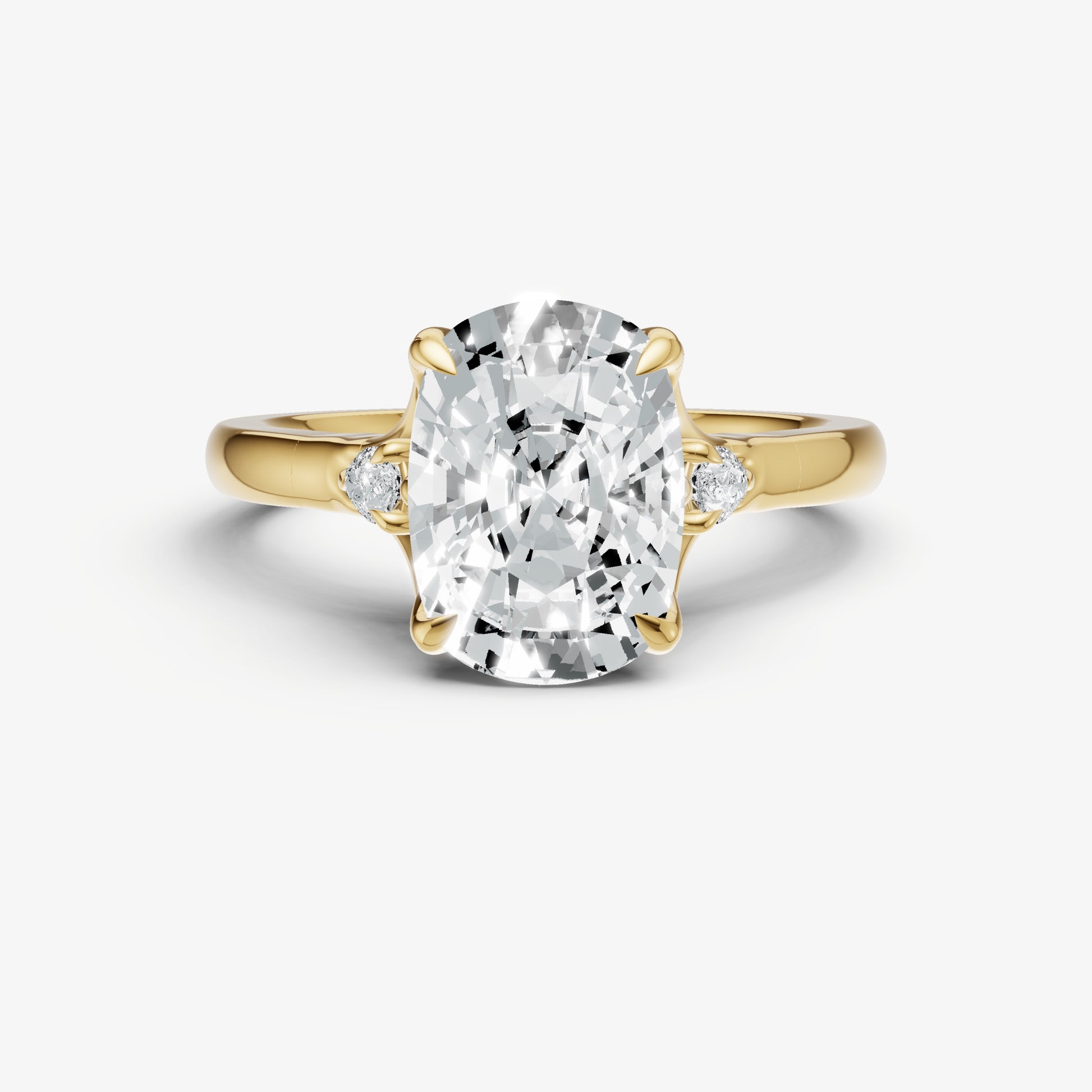 Old Miner Old Mine Cut Vintage Ring with Pear Side Diamonds