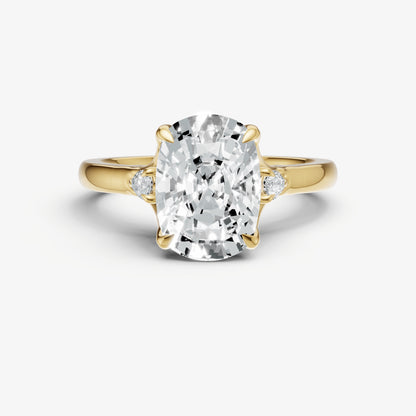 Old Miner Old Mine Cut Vintage Ring with Pear Side Diamonds