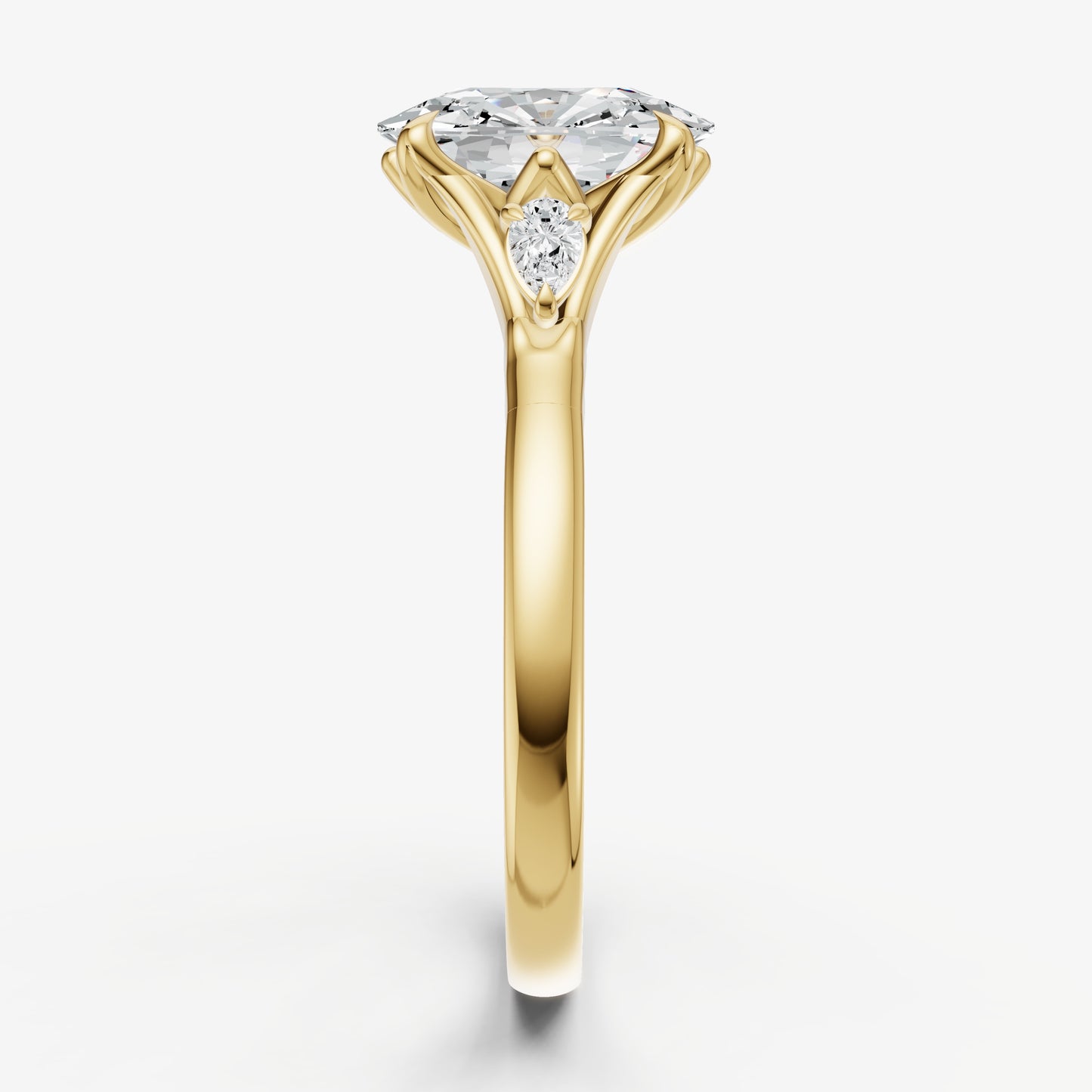Old Miner Old Mine Cut Vintage Ring with Pear Side Diamonds
