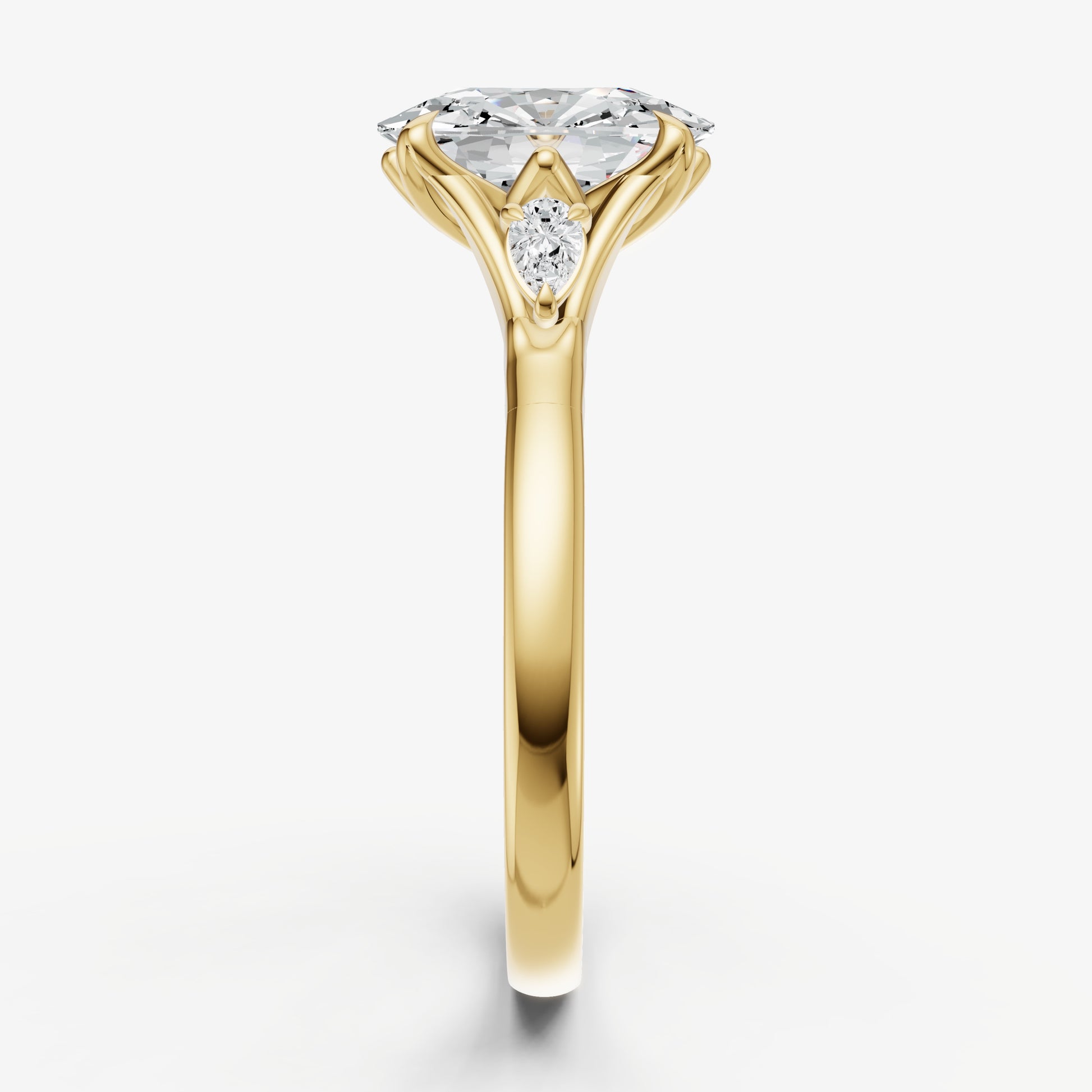 Old Miner Old Mine Cut Vintage Ring with Pear Side Diamonds