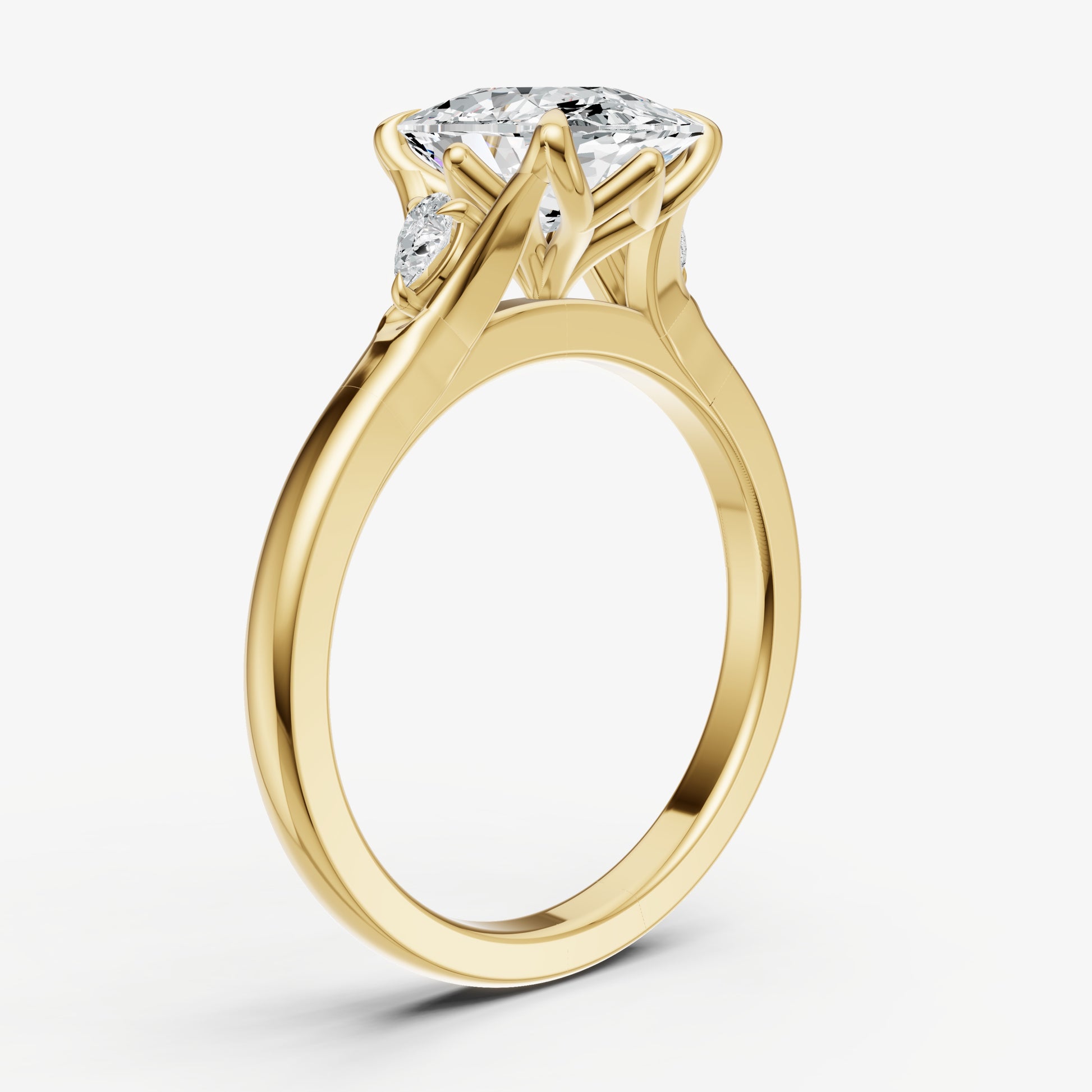 Old Miner Old Mine Cut Vintage Ring with Pear Side Diamonds