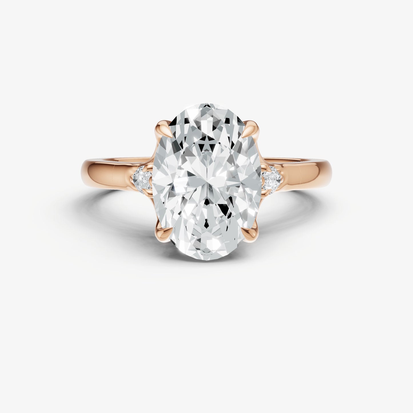 Oval Old Mine Cut Vintage Ring with Pear Side Diamonds