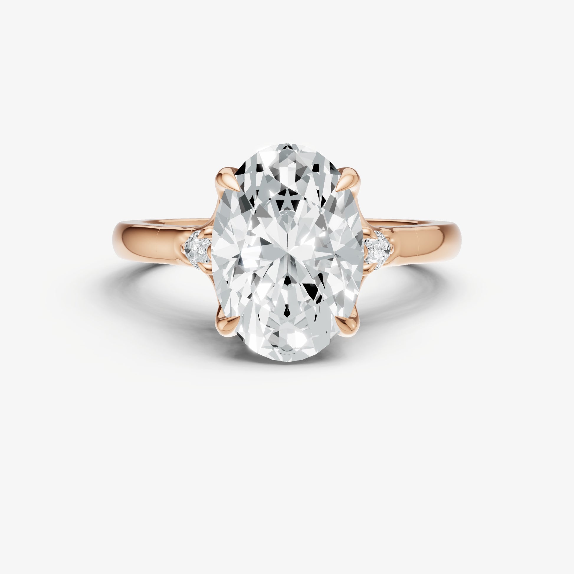 Oval Old Mine Cut Vintage Ring with Pear Side Diamonds