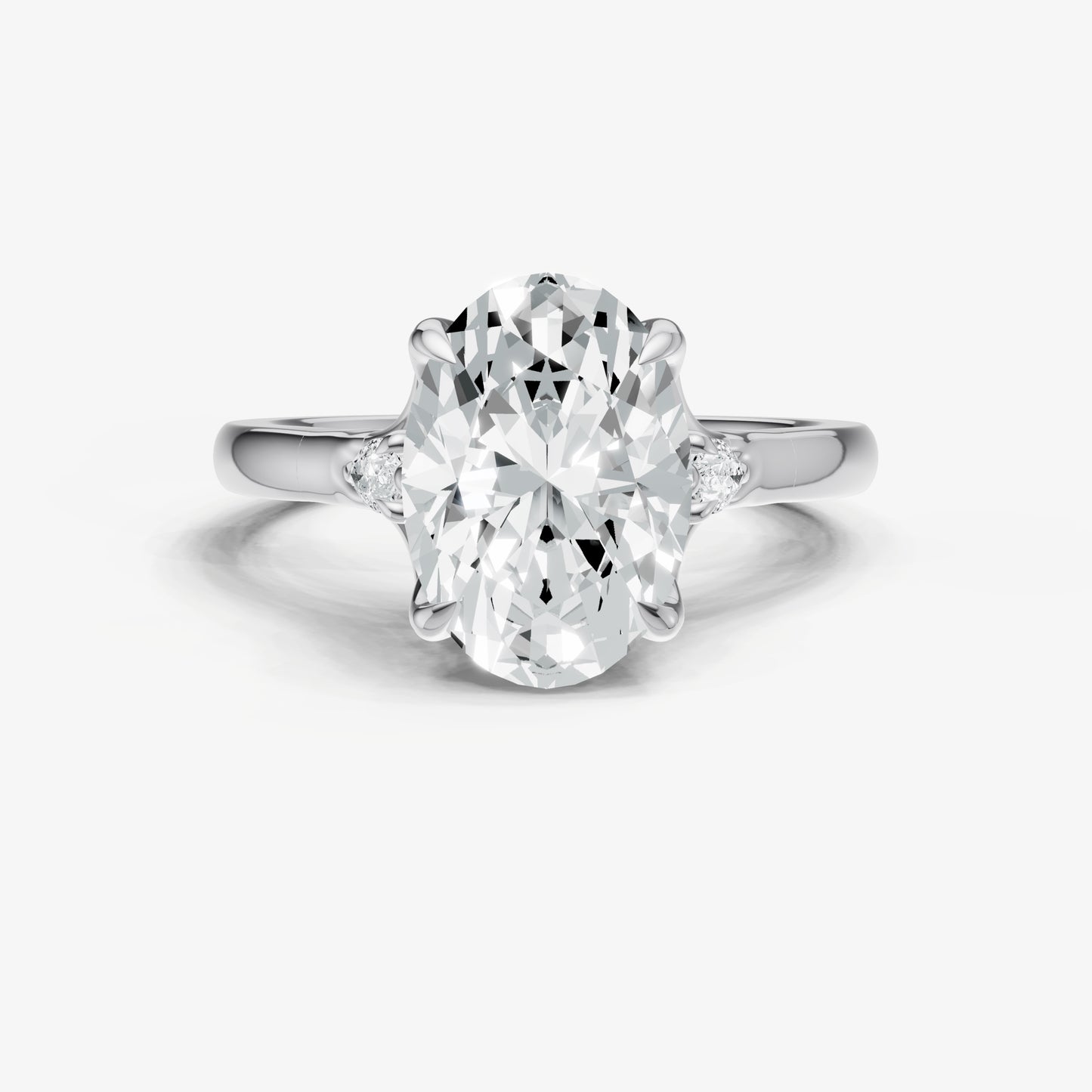 Oval Old Mine Cut Vintage Ring with Pear Side Diamonds