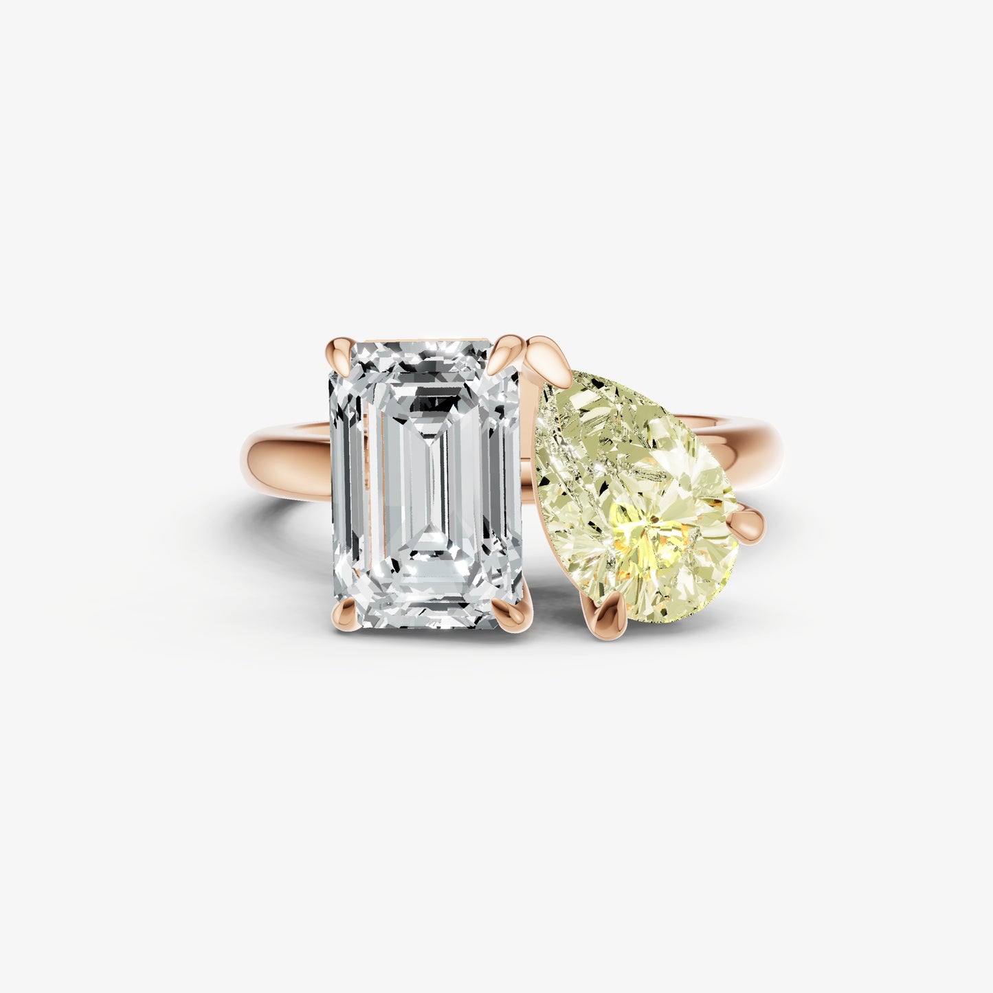 Yellow Diamond Toi et Moi Gemstone Engagement Ring