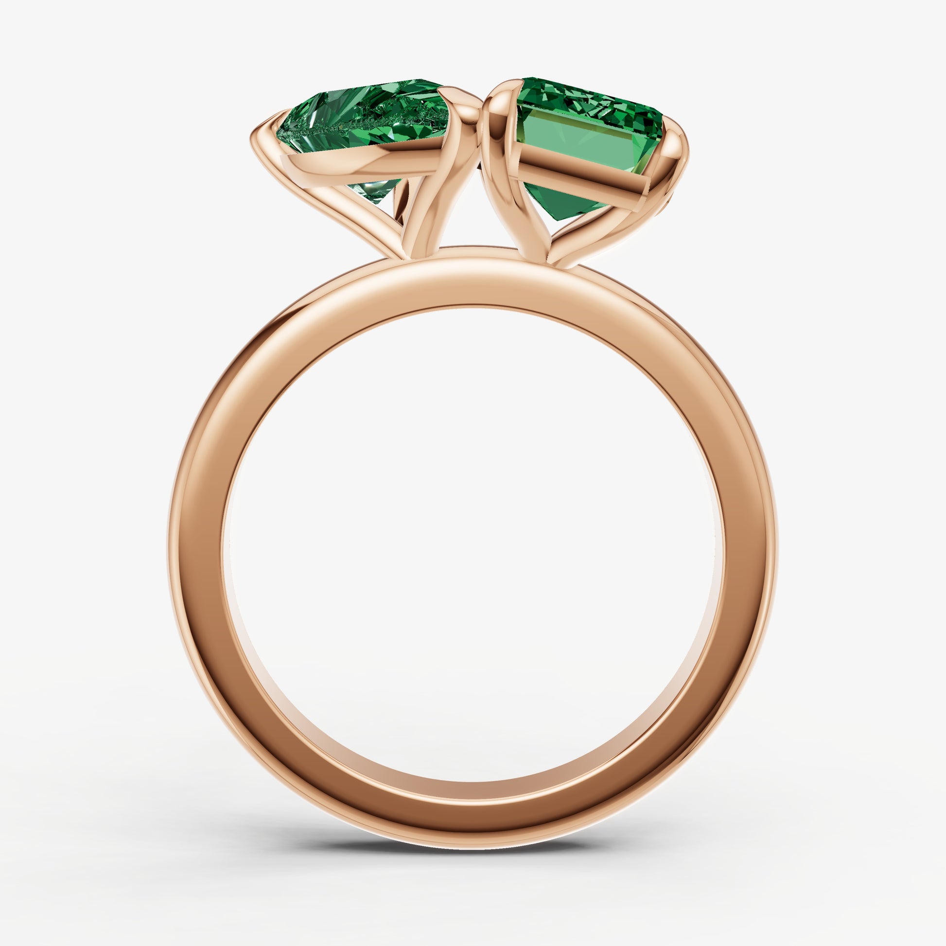 Emerald Toi et Moi Gemstone Engagement Ring