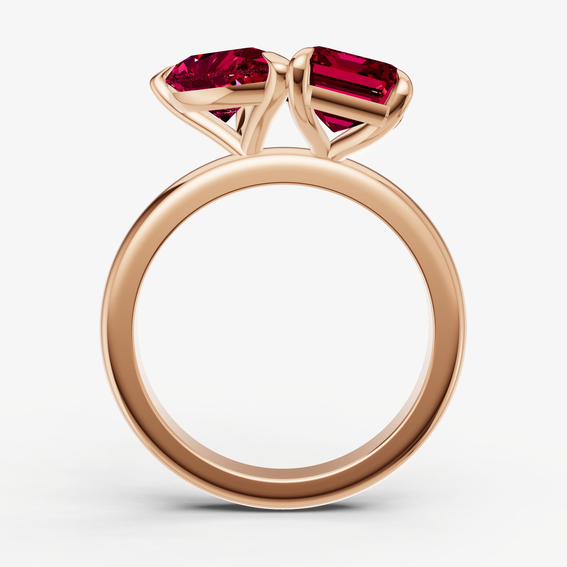 Ruby Toi et Moi Gemstone Engagement Ring