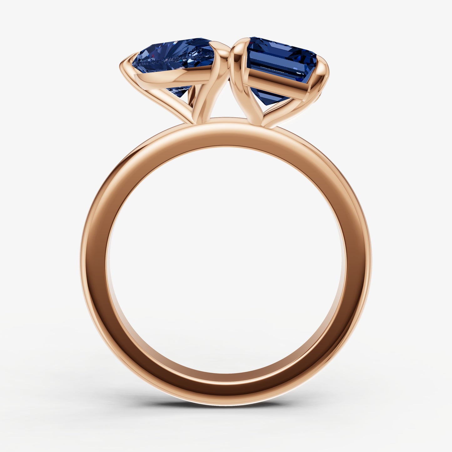 Blue Sapphire Toi et Moi Gemstone Engagement Ring