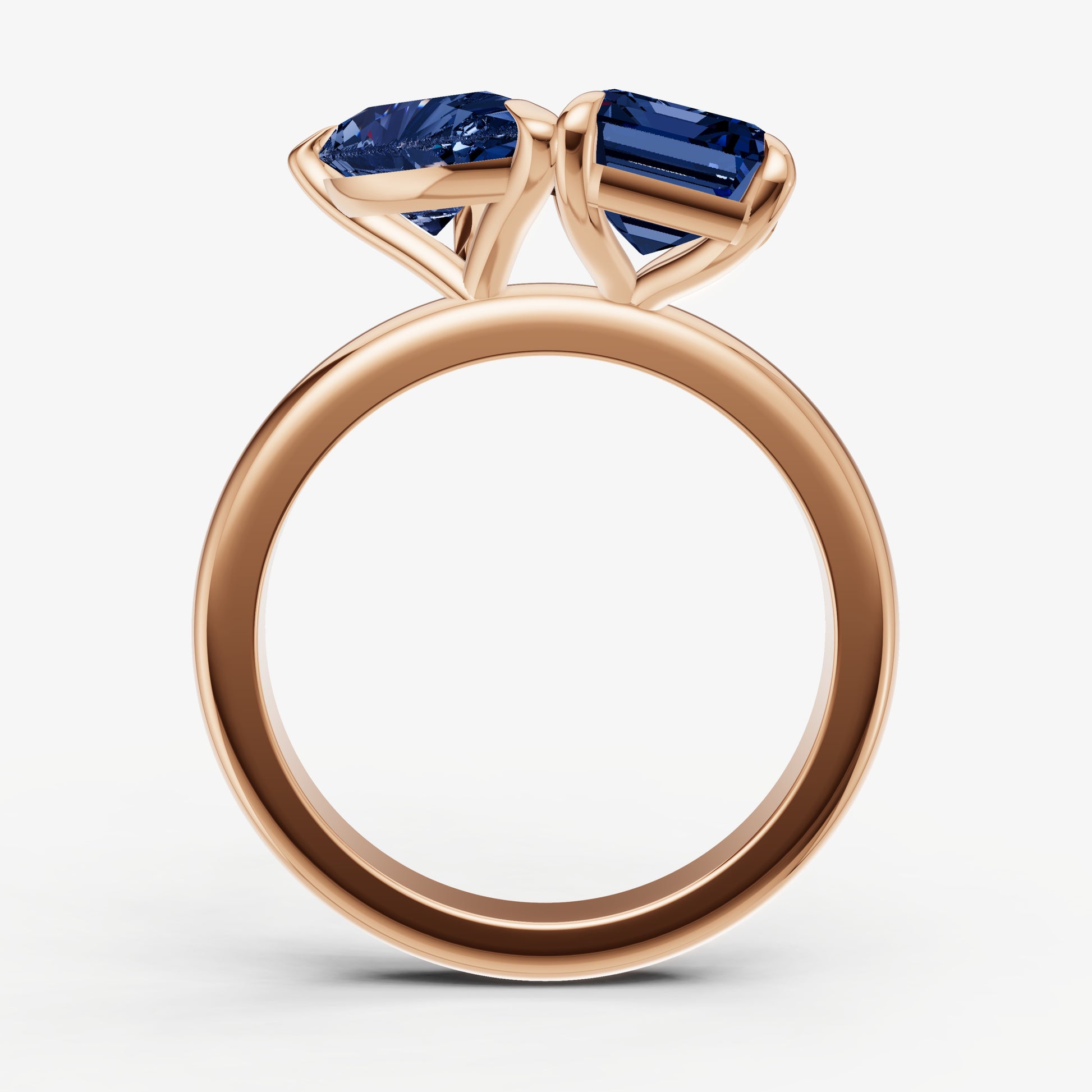 Blue Sapphire Toi et Moi Gemstone Engagement Ring