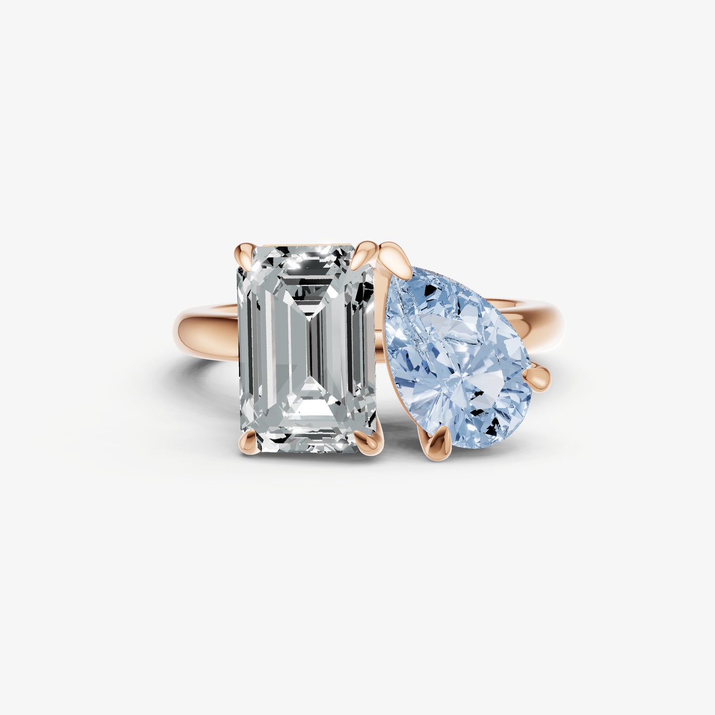 Aquamarine Toi et Moi Gemstone Engagement Ring