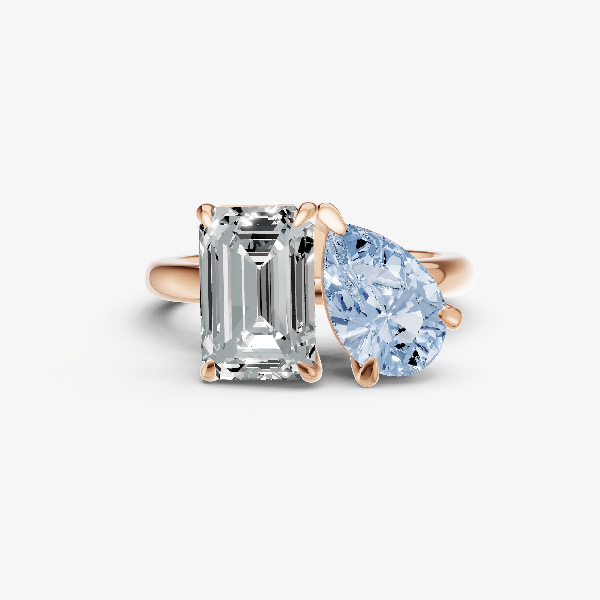 Aquamarine Toi et Moi Gemstone Engagement Ring