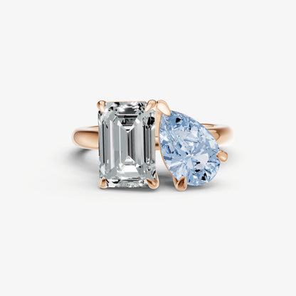 Aquamarine Toi et Moi Gemstone Engagement Ring