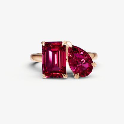 Ruby Toi et Moi Gemstone Engagement Ring