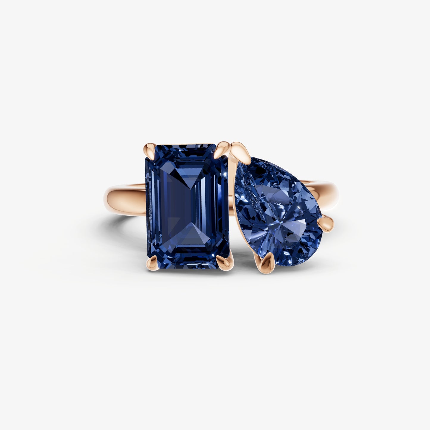 Blue Sapphire Toi et Moi Gemstone Engagement Ring