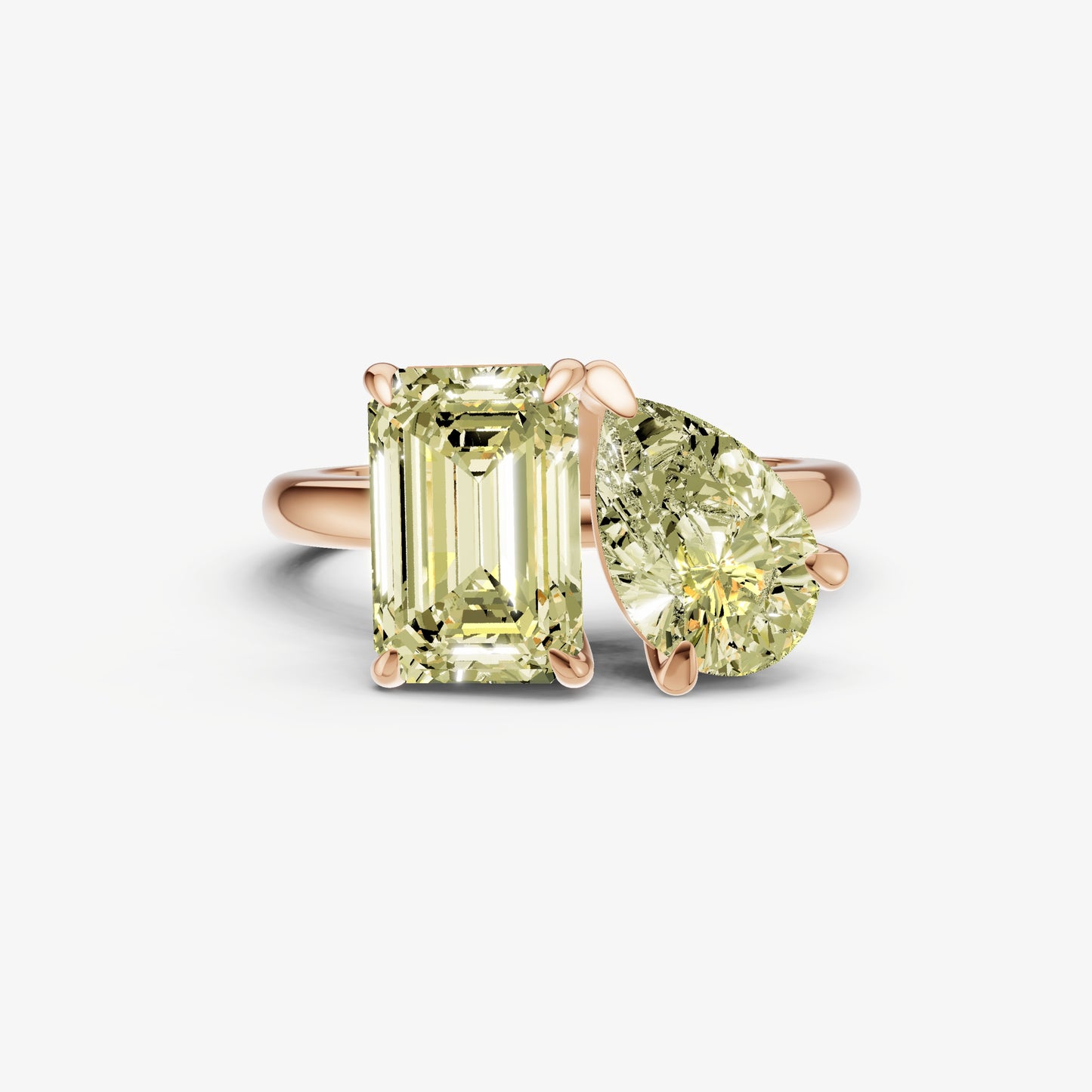Yellow Diamond Toi et Moi Gemstone Engagement Ring