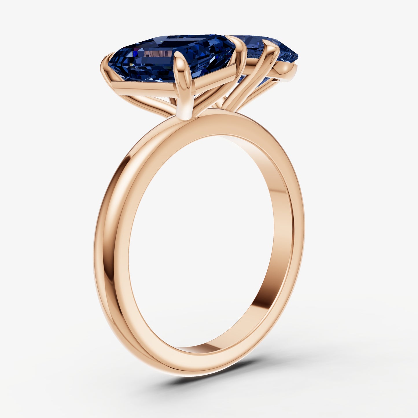 Blue Sapphire Toi et Moi Gemstone Engagement Ring